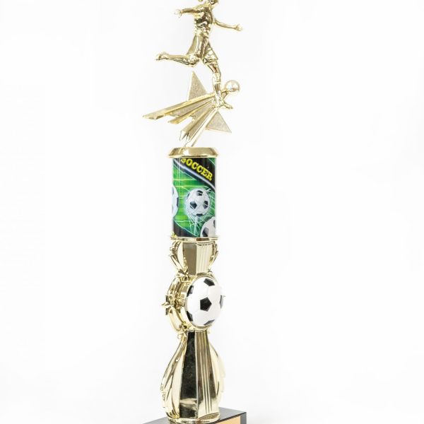Sports Ball Riser with Figure and Round Column Trophy