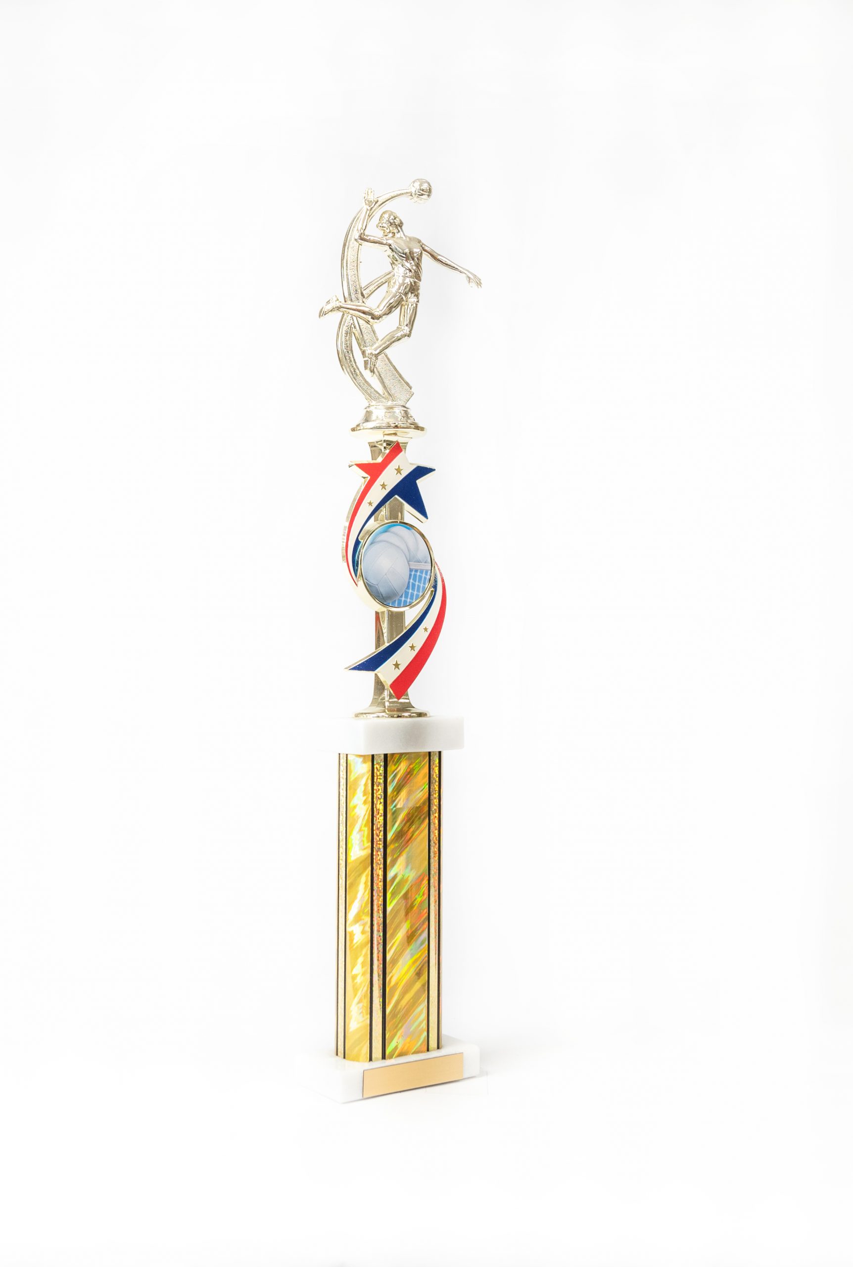 male TRACK trophy award patriotic column marble base award 