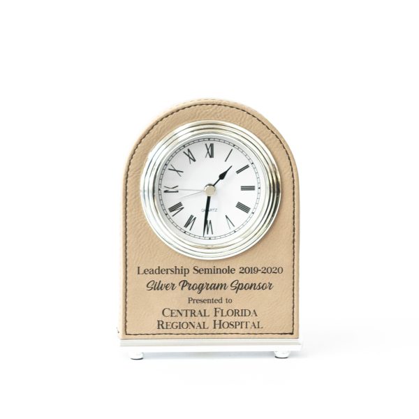 Light Brown Leatherette Clock