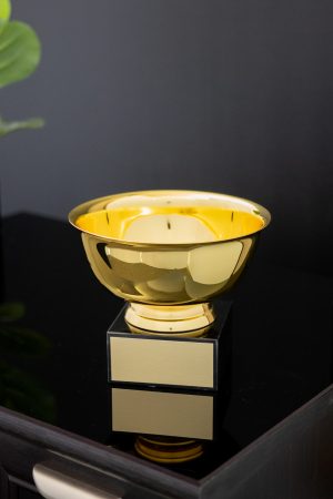 Gold Bowl on Black Marble Base