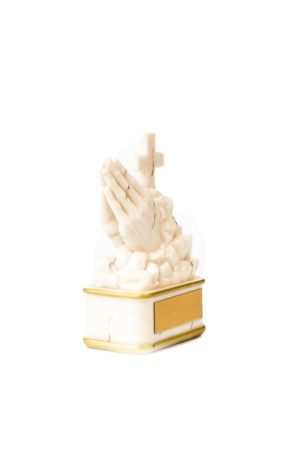 Praying Hands Resin with Gold Blk Plate 2