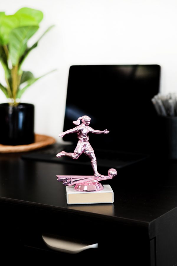 Pretty in Pink Female Soccer Figure Trophy 3 scaled