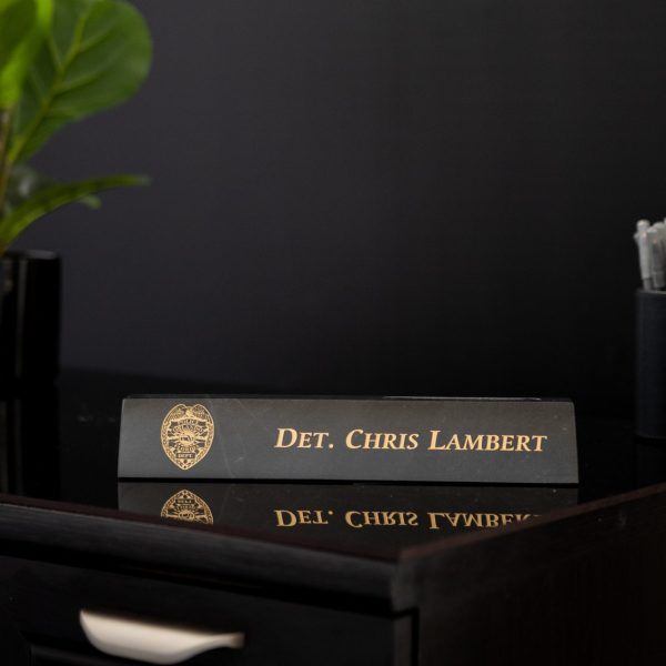 Black Marble Desk Wedge with Card Slot