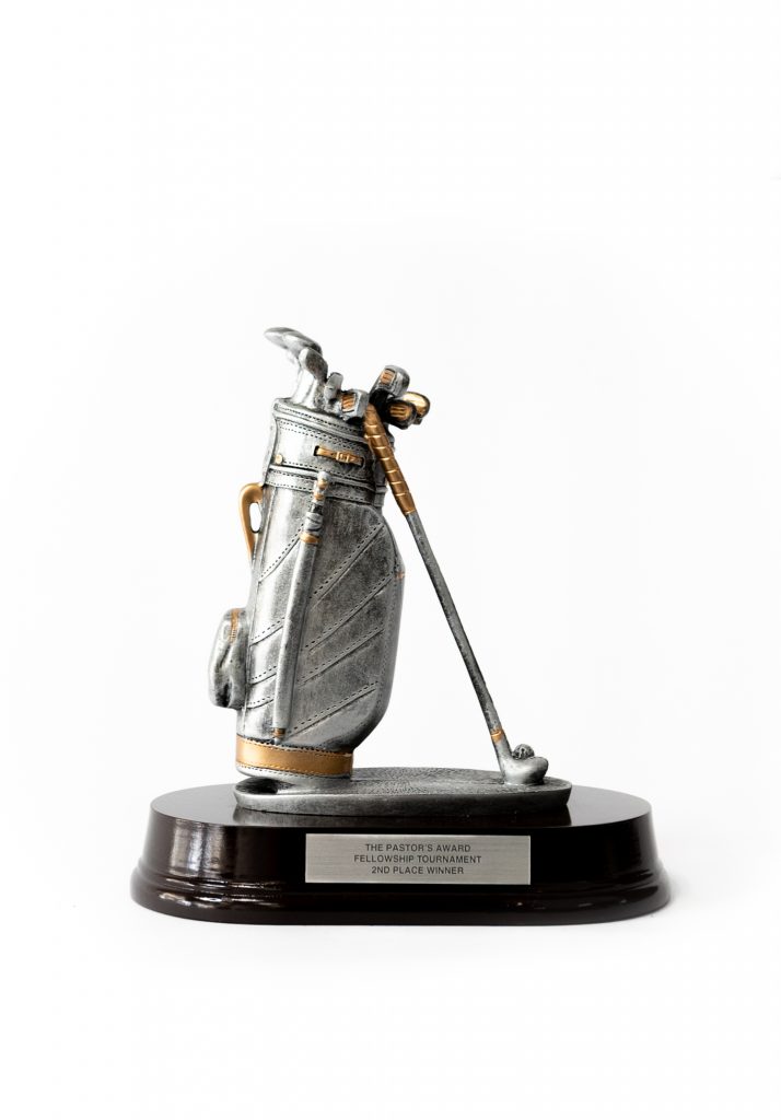 Pewter and Gold Golf Bag United Trophy