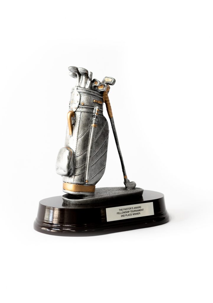Pewter and Gold Golf Bag United Trophy