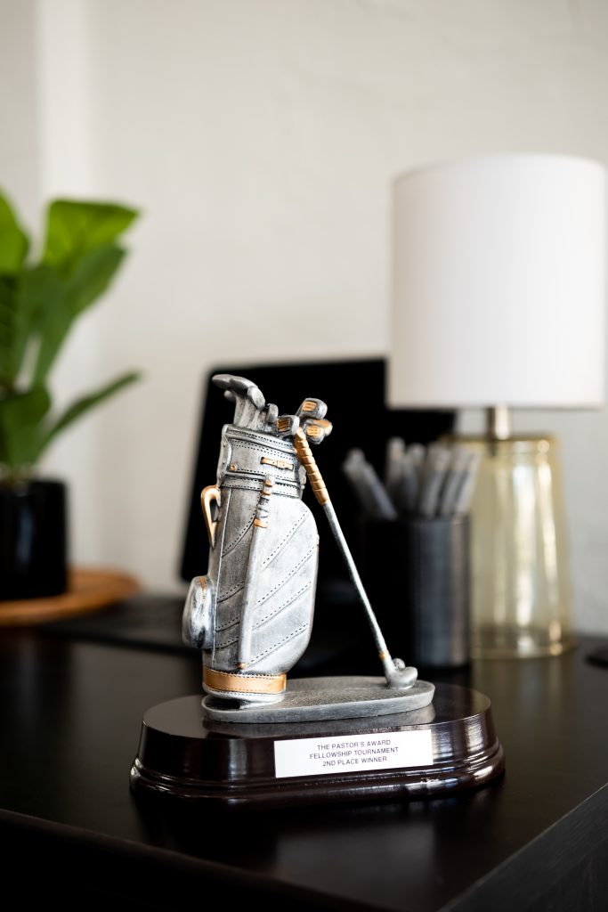 Pewter and Gold Golf Bag United Trophy