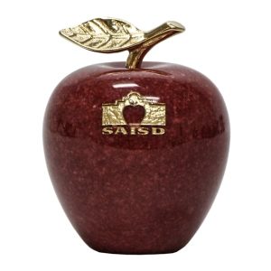 3 Red Marble Apple with Gold Paint Fill 1