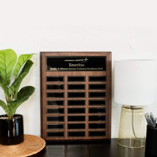 Large Walnut Perpetual Plaque with Magnetic Plates