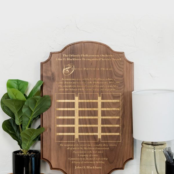 Walnut Scalloped Plaque with Laser Engraving Engraving