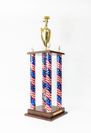 4 Post Trophy with Wood Base