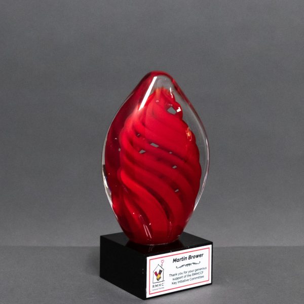 Red Swirl Egg Art Glass