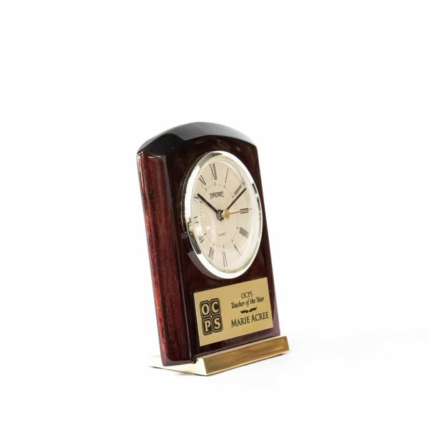 Rosewood Clock with Brass Base