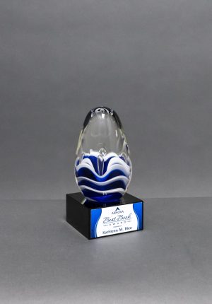Blue and White Egg Art Glass