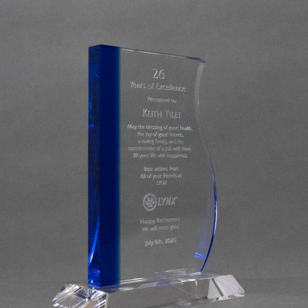 Blue Stripe and Clear Crystal Wave Award