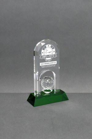 9.25  Clear Crystal Golf Award on Green Base 01