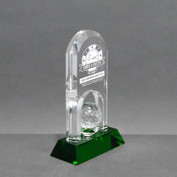 Crystal Golf Award on Green Base