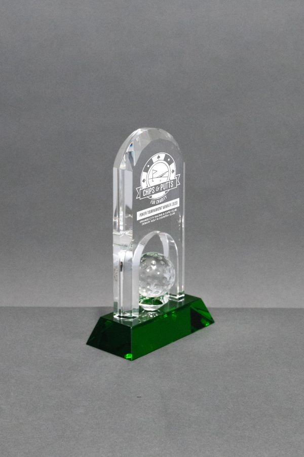 9.25  Clear Crystal Golf Award on Green Base 02