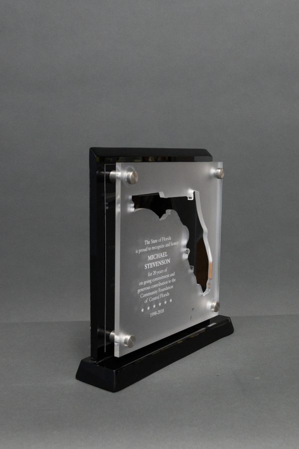 Acrylic Clear Blk Florida Cut Out Stand Up Plaque 02 scaled