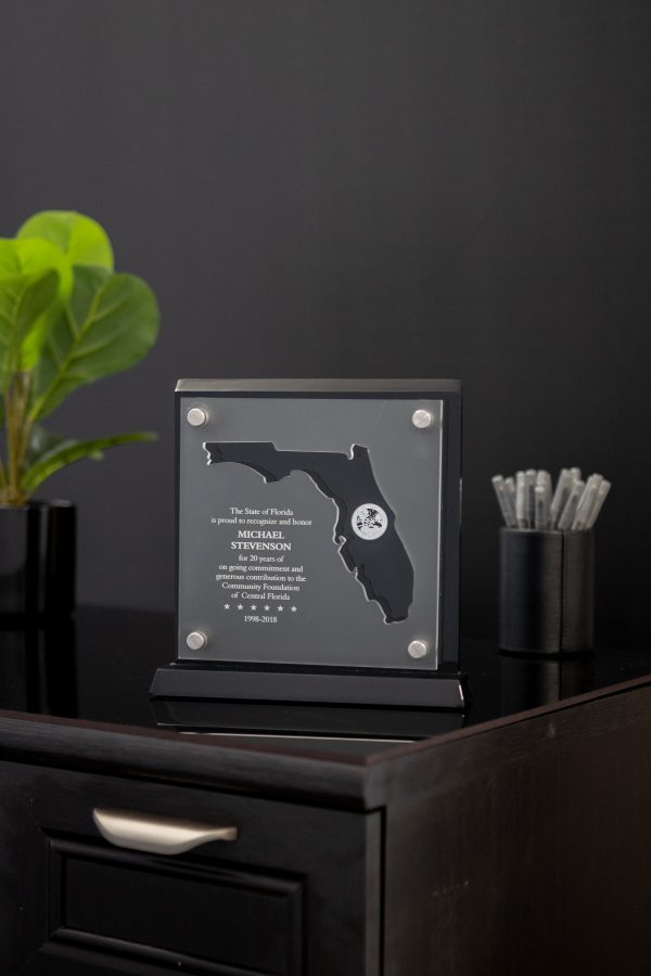 Acrylic Clear Blk Florida Cut Out Stand Up Plaque 03 scaled