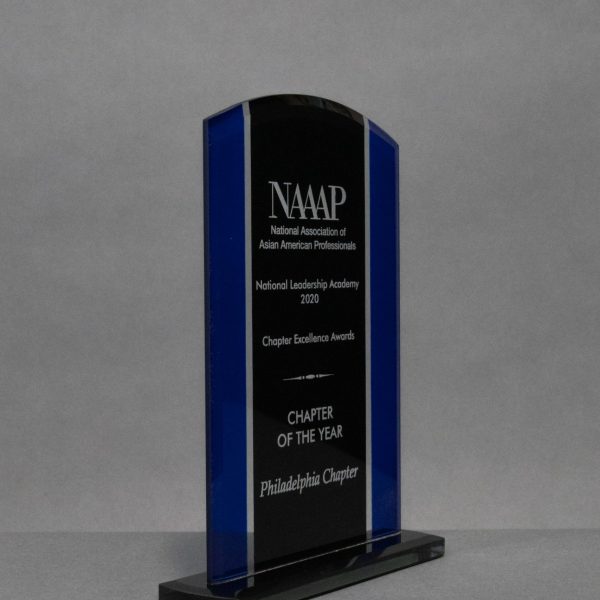 Black and Blue Glass Standing Award
