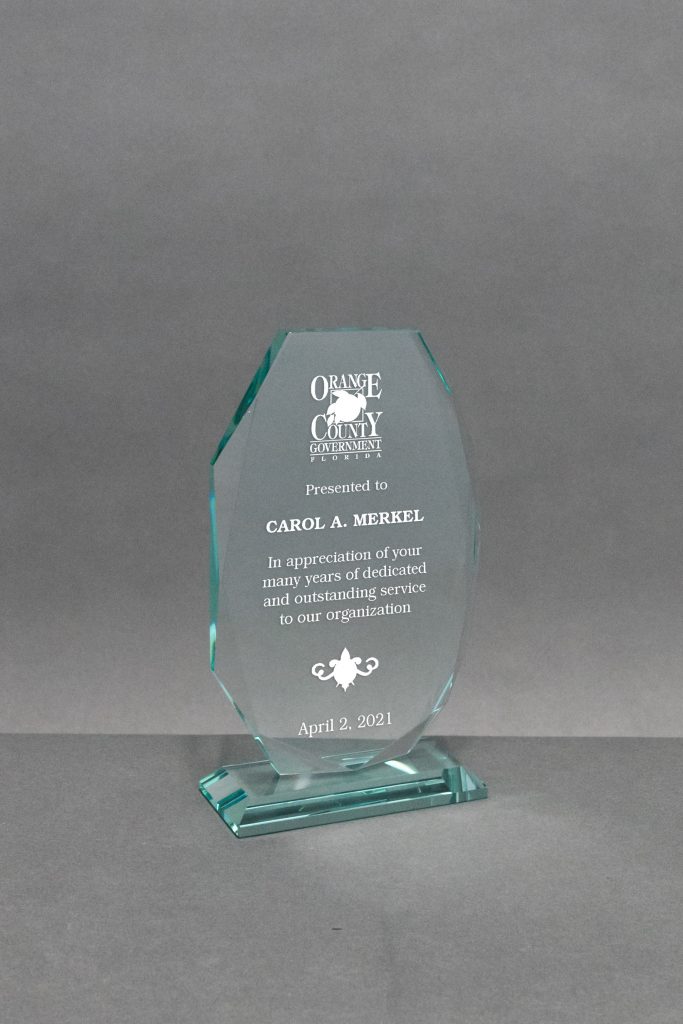 Faceted Elongated Octagon Jade Glass Award - United Trophy