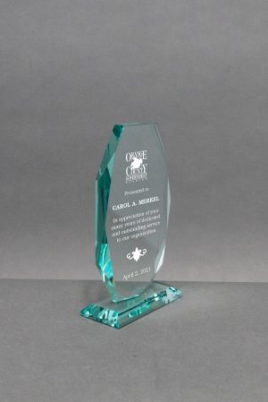 Faceted Elongated Octagon Jade Glass Award