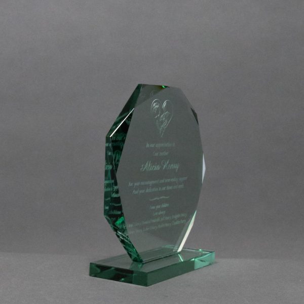 Faceted Octagon Jade Glass Award