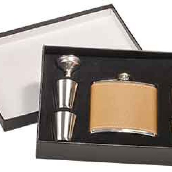 Leatherette Flask Set in Gift Box
