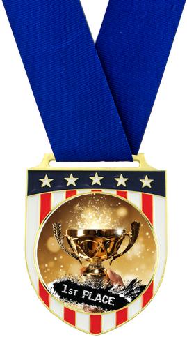 Red White Blue Shield Logo Medals 1